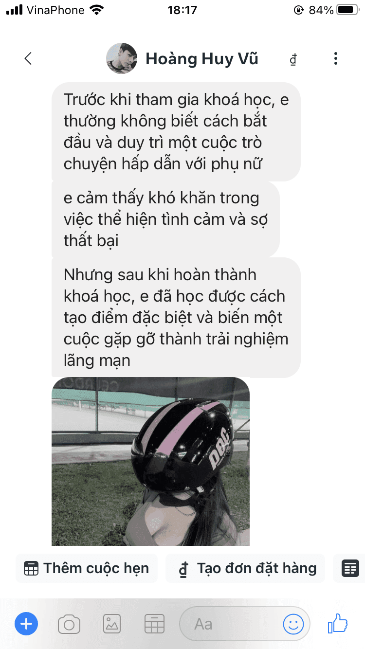 Tin nhắn feedback học viên
