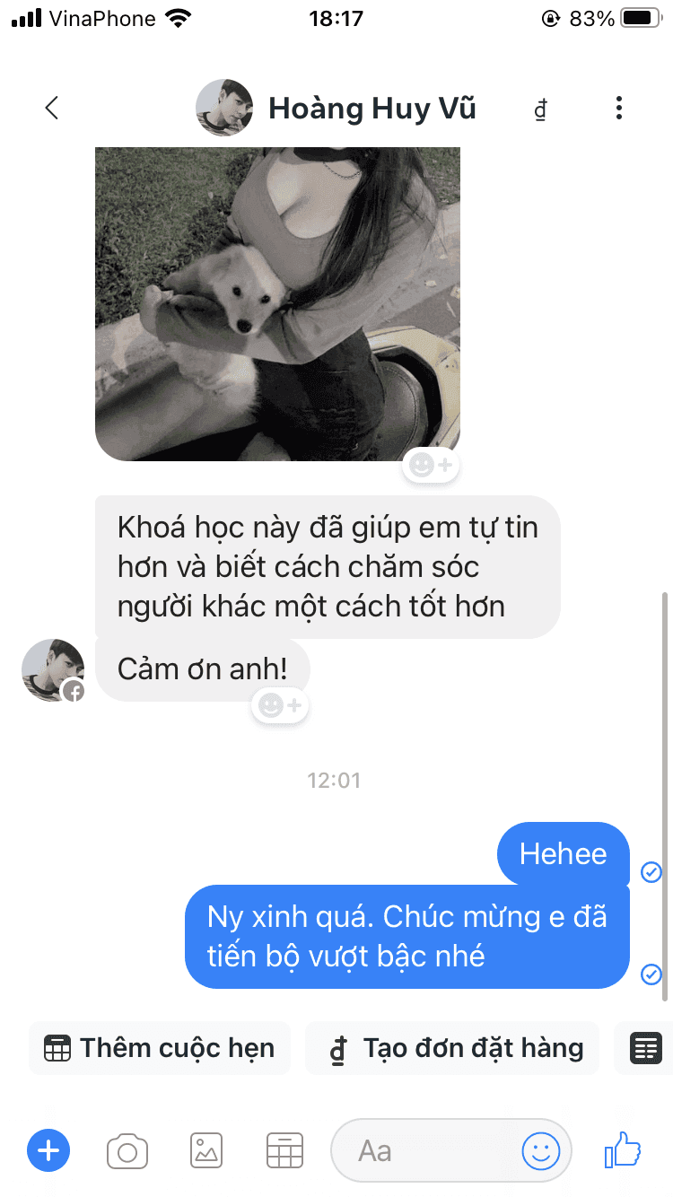 Tin nhắn feedback học viên